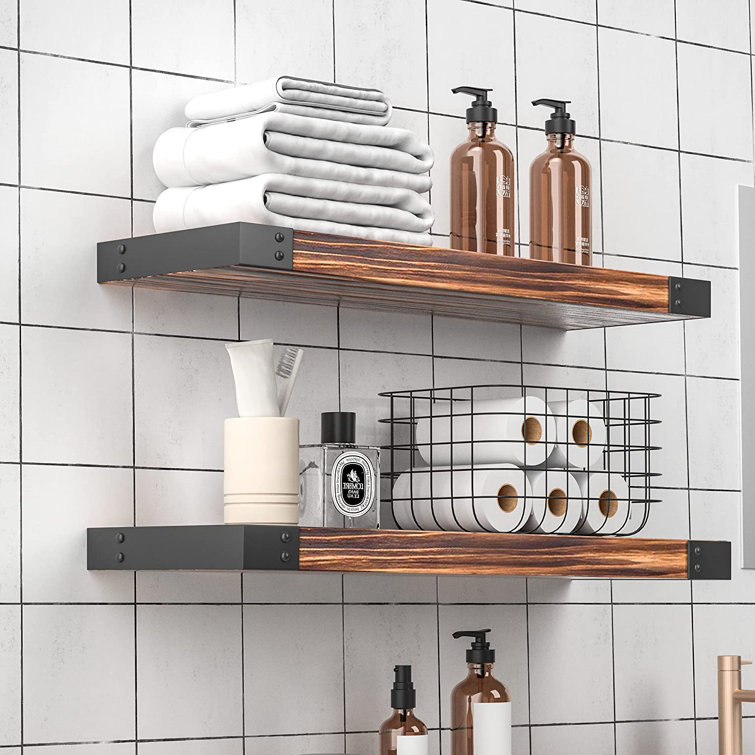 17 Stories 2 Piece Pine Solid Wood Floating Shelf Wayfair Canada